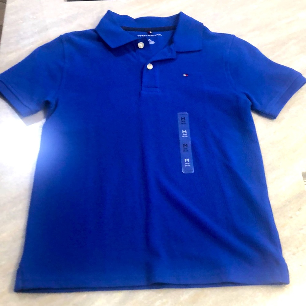 Tommy Hilfiger Boys Youth Royal Blue Polo Shirt Short Sleeve Size 8 / 10 M NWT
